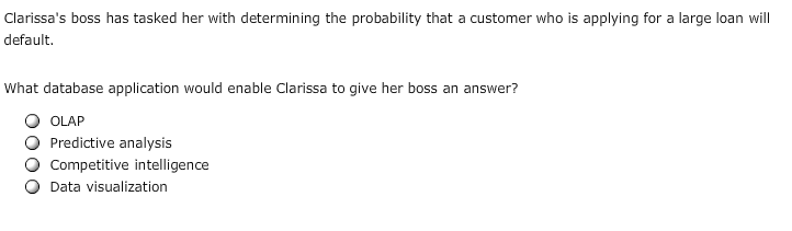 Clarissa's boss has tasked her with determining
