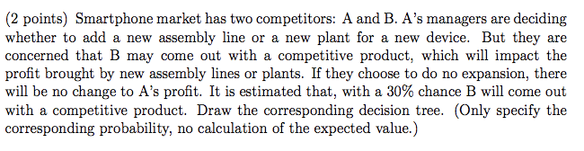 (2 points) Smartphone market has two competitors: