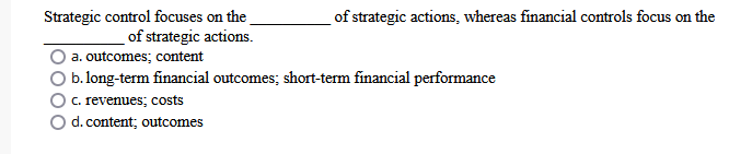 Strategic control focuses on the of strategic