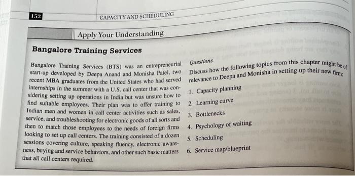 152 CAPACITY AND SCHEDULING Apply Your