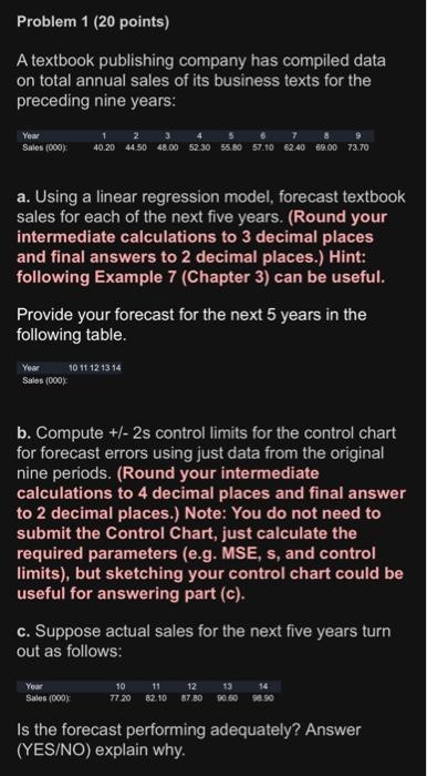 Problem 1 (20 points) A textbook publishing