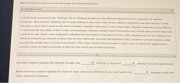 quest 6 b) Read the following research summary