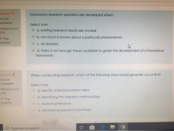 Research ! Exploratory research questions are