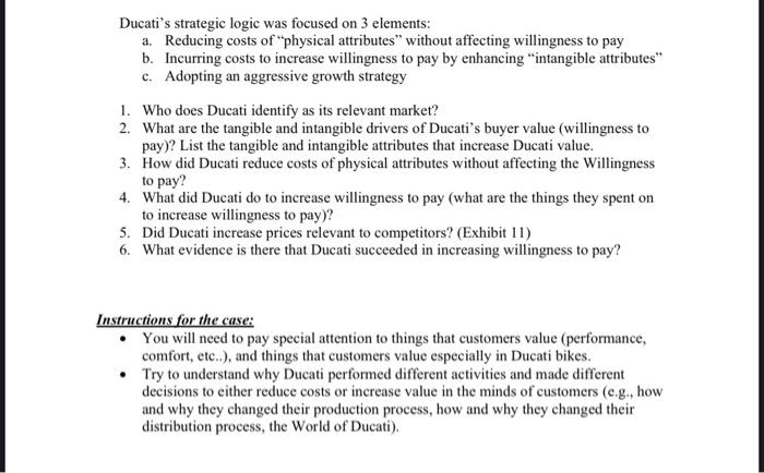 Ducati's strategic logic was focused on 3