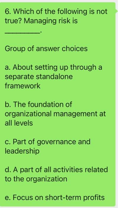 1. Question 11 pts Which is not an objective or