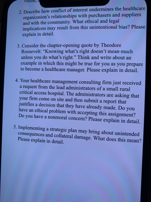 VISION, 2. Describe how conflict of interest