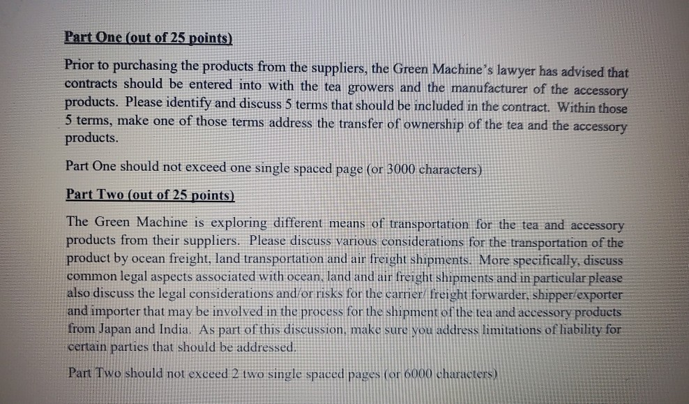 Background Facts The Green Machine Inc.