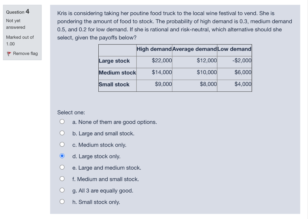 Question 4 Not yet answered Marked out of Kris is