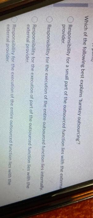 PUH Which of the following best explains turnkey