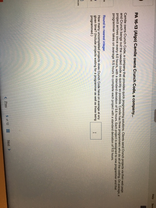 Help San PA 16-13 (Algo) Camile owns Crunch Code,