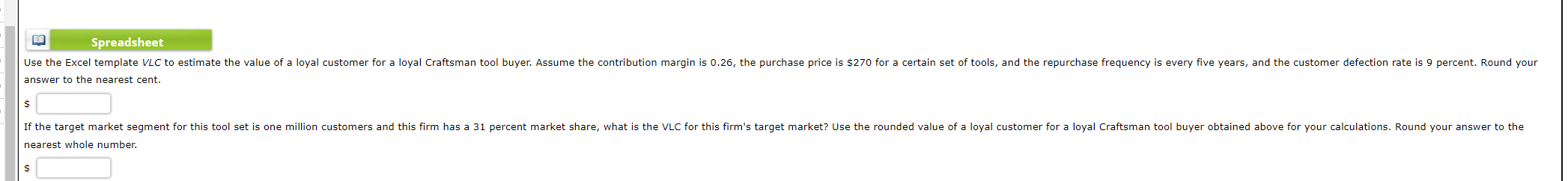 Spreadsheet Use the Excel template VLC to