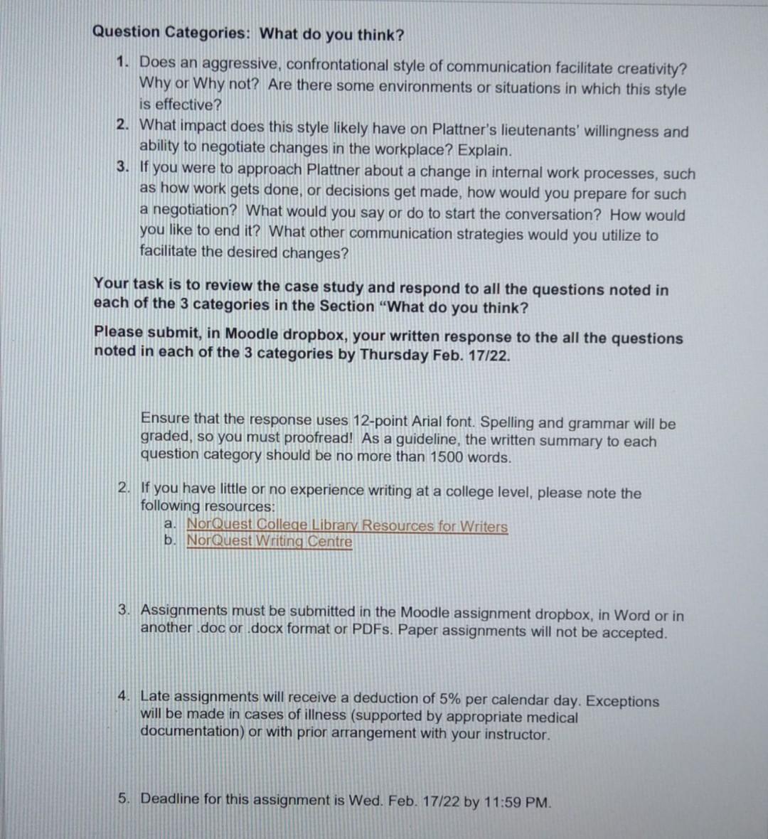 ANSWER 3RD PLEASE Assignment #1 Negotiations A01