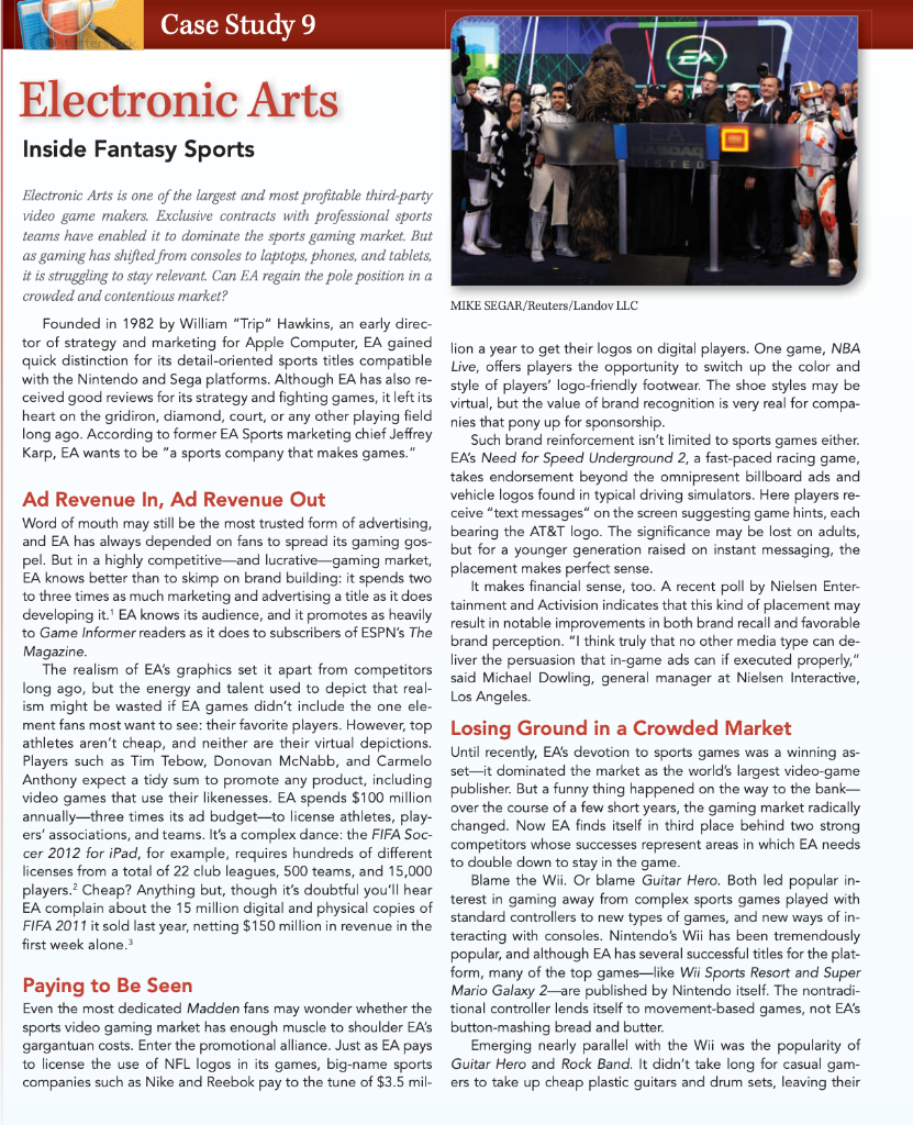 Help me answer question 2 Case Study 9 Electronic