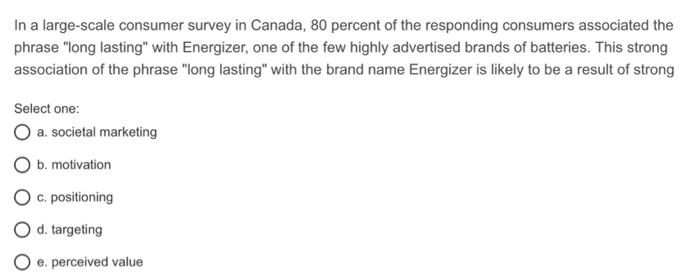 In a large-scale consumer survey in Canada, 80