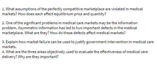 1. What assumptions of the perfectly competitive