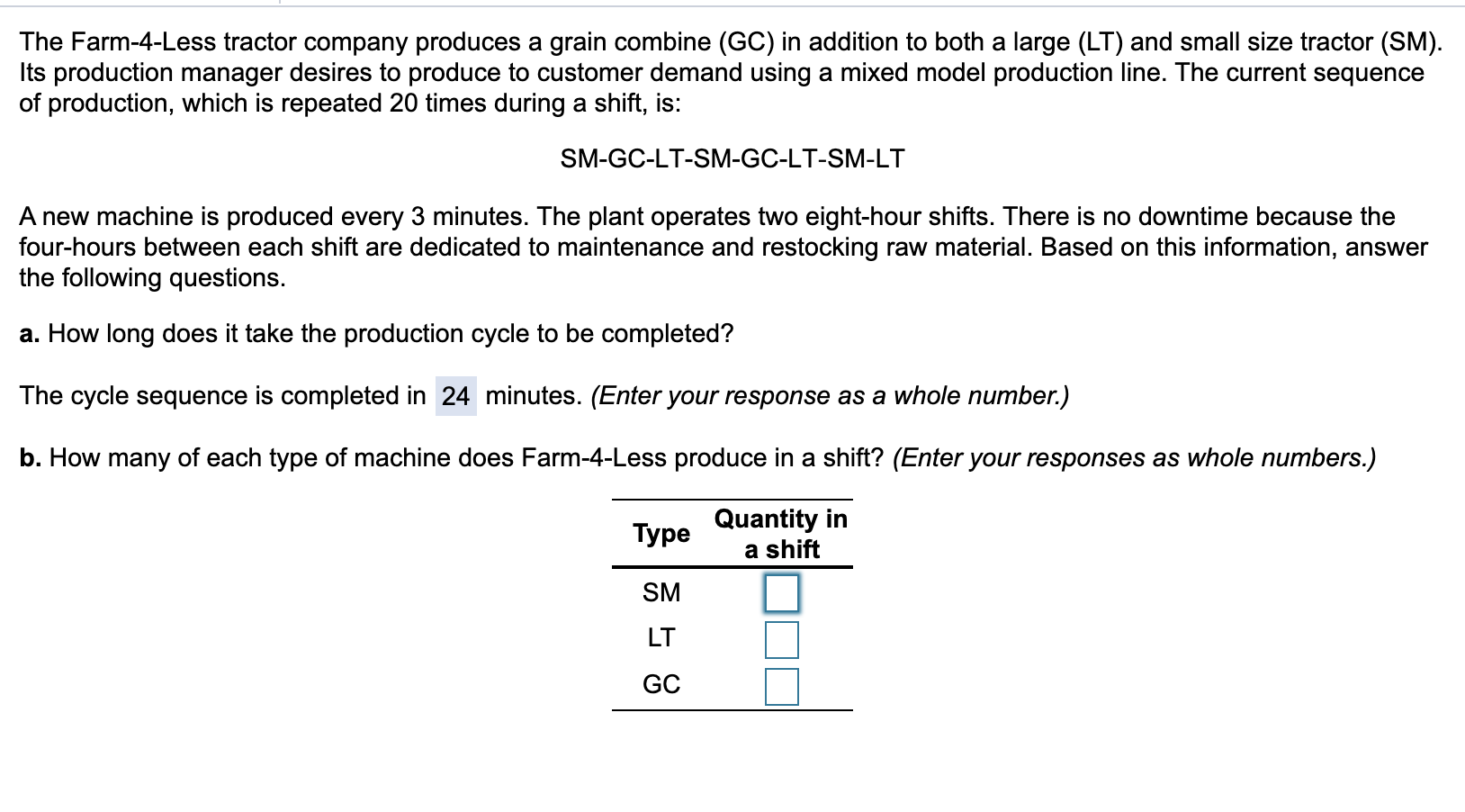 The Farm-4-Less tractor company produces a grain