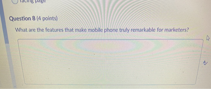 g page Question 8 (4 points) What are the