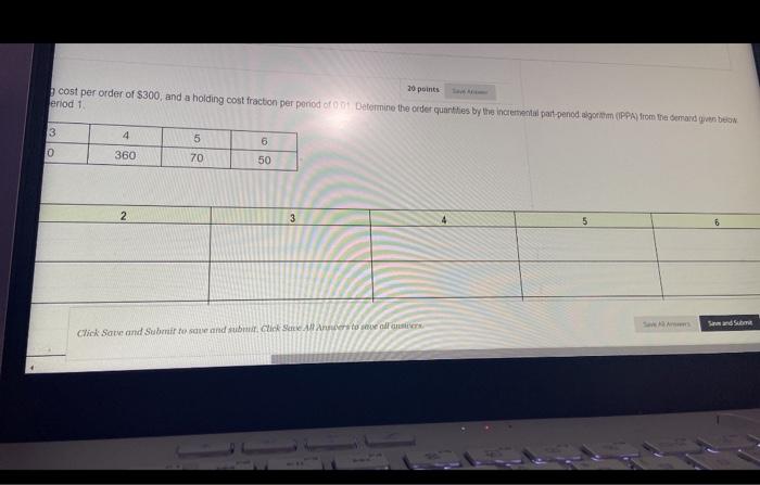 QUESTION 1 An item has a unit purchase cost of