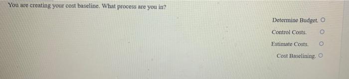 You are creating your cost baseline. What process