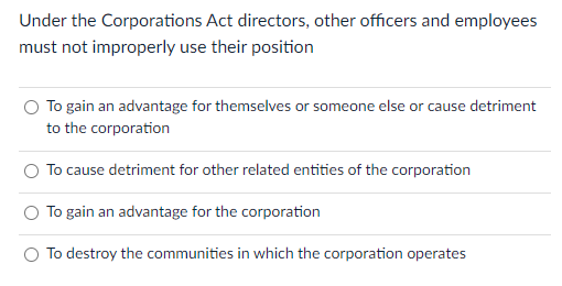 Under the Corporations Act directors, other