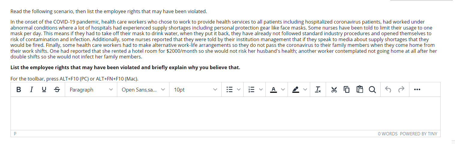 Read the following scenario, then list the