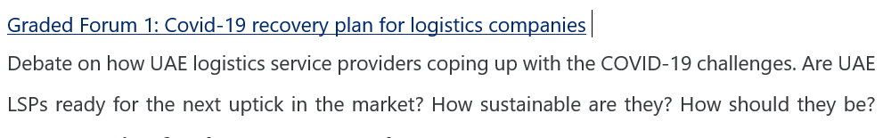 Graded Forum 1: Covid-19 recovery plan for