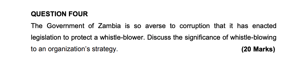 QUESTION FOUR The Government of Zambia is so
