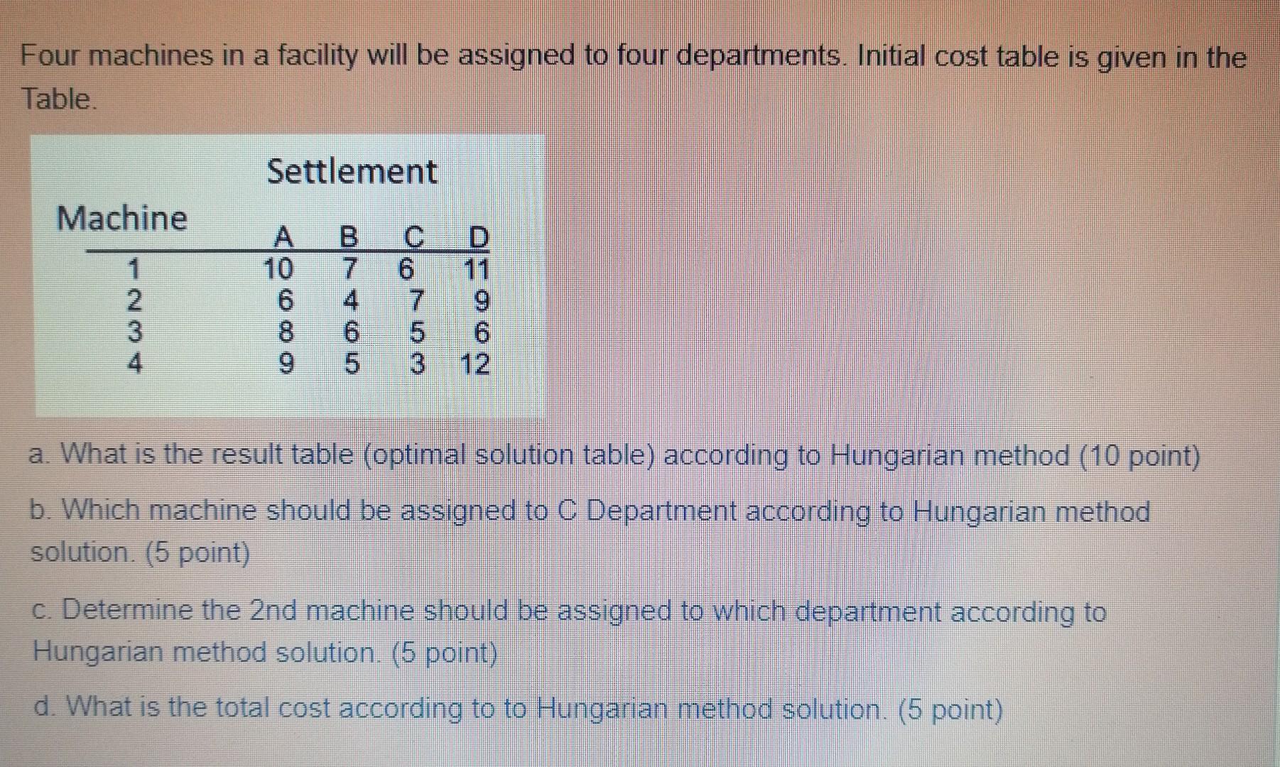 Facility Planning??????? Four machines in a