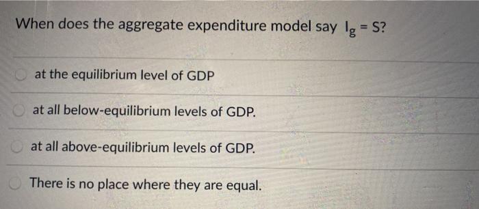 When does the aggregate expenditure model say lg