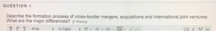 QUESTION 1 Describe the formation process of