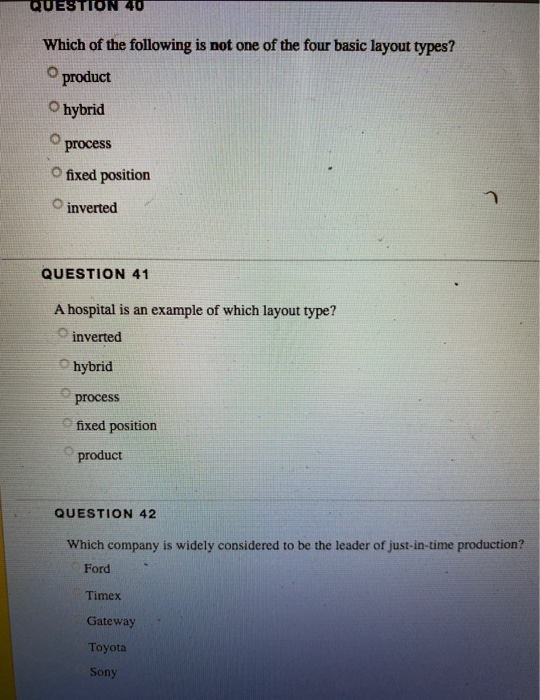 answer all please QUESTION 40 Which of the