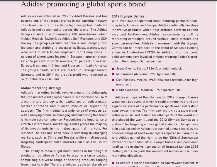 Adidas: promoting a global sports brand Adidas