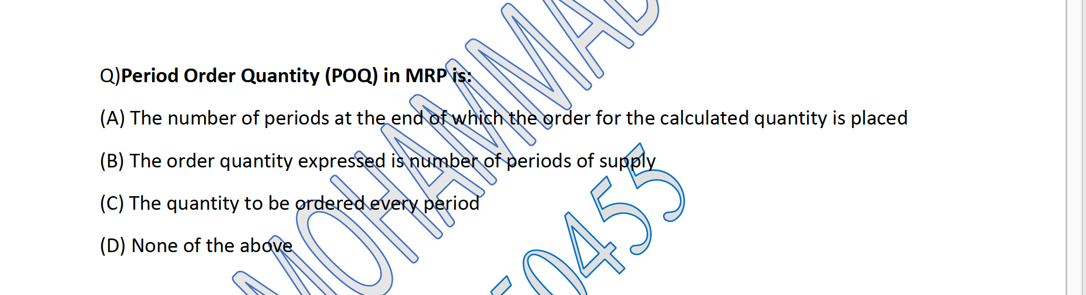 Q)When reorder point quantity equal to demand