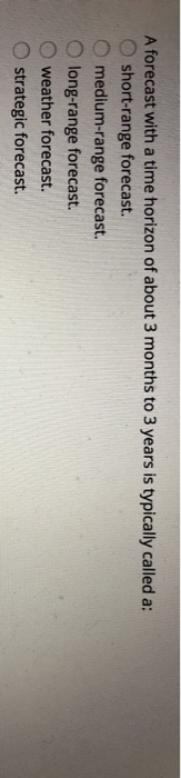 A forecast with a time horizon of about 3 months