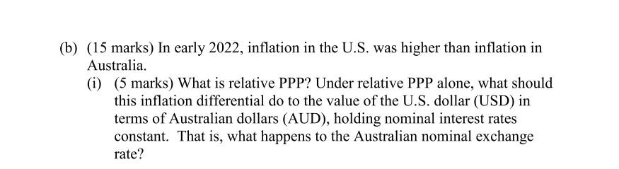 (b) (15 marks) In early 2022, inflation in the