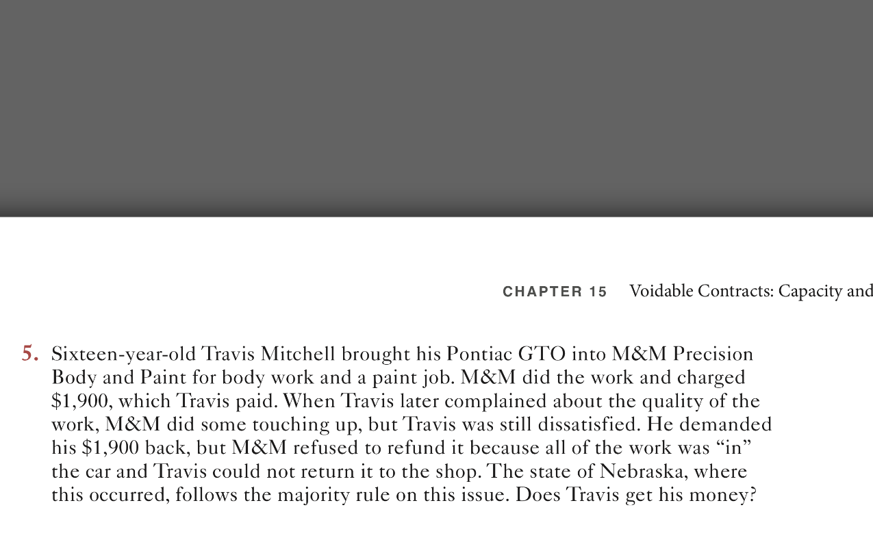 CHAPTER 15 Voidable Contracts: Capacity and 5.