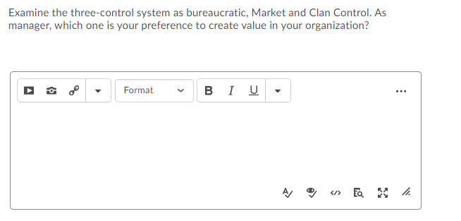 Examine the three-control system as bureaucratic,