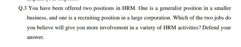 this is a Question from HRM...NEED EXPERT Answer