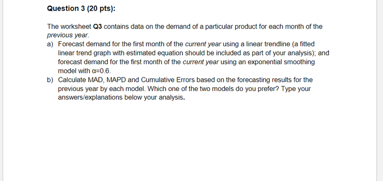 Please help to answer the question in EXCEL.