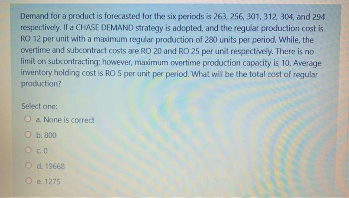 Please help me with the right option 30 Demand