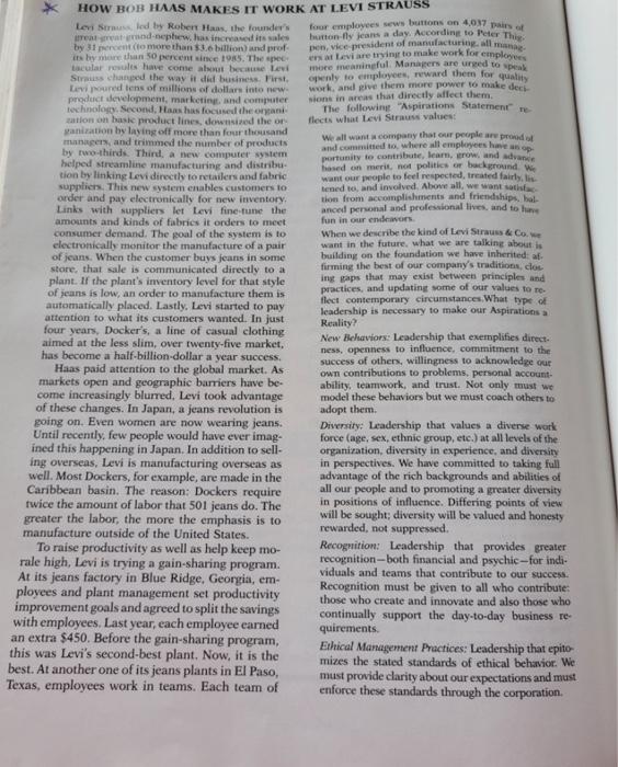 CASE STUDY HOW BOB HAAS MAKES IT WORK AT LEVI