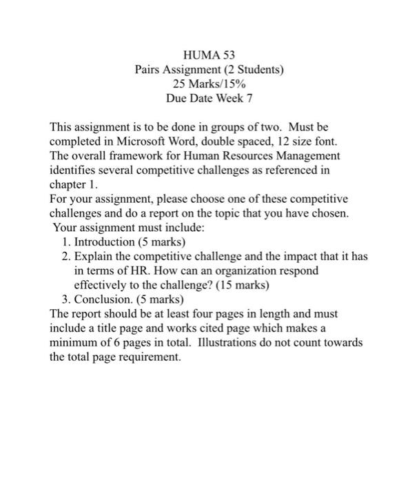 HUMA 53 Pairs Assignment (2 Students) 25