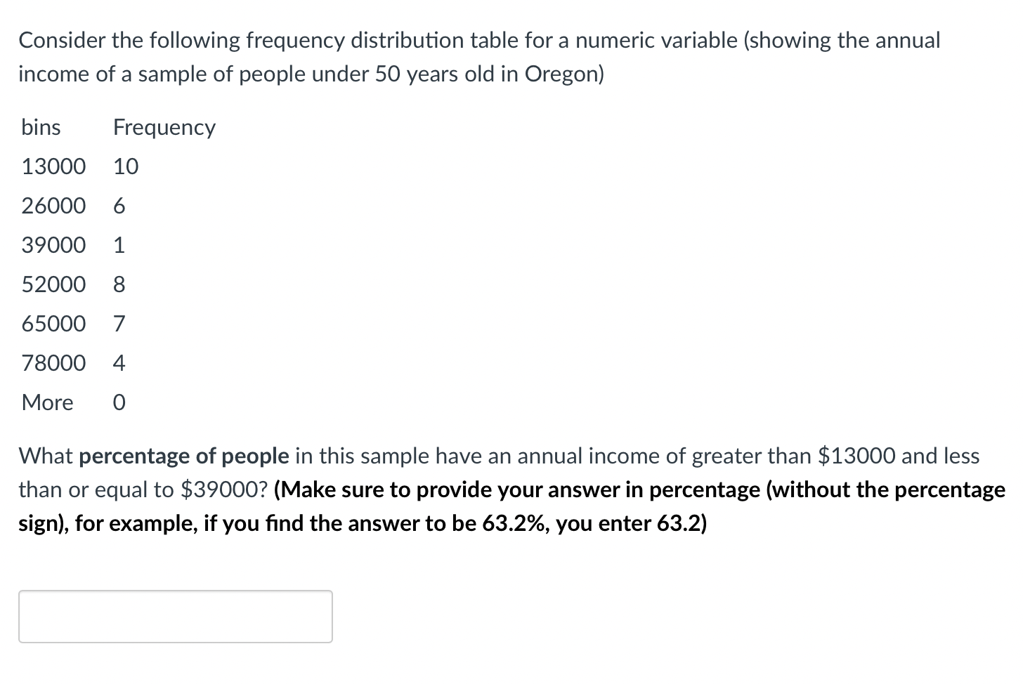 Consider the following frequency distribution