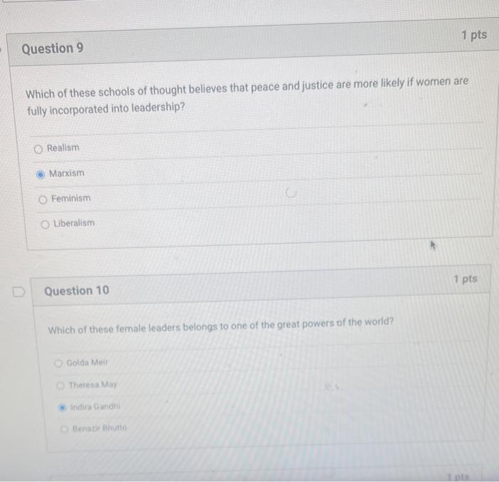 1 pts Question 9 Which of these schools of