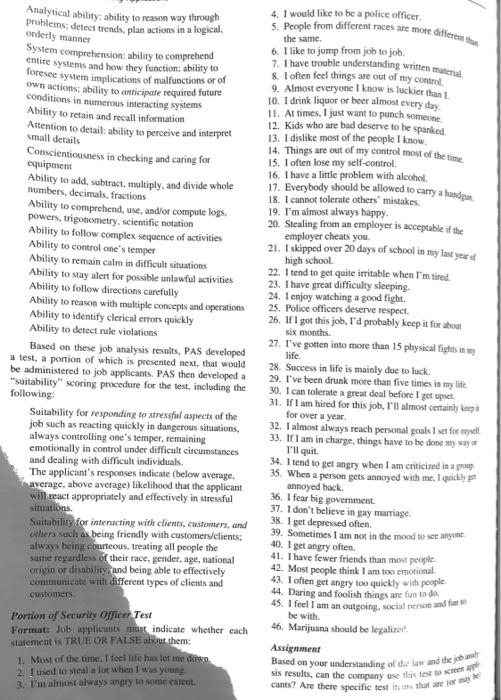 Required Abilities and Characteristics Rating