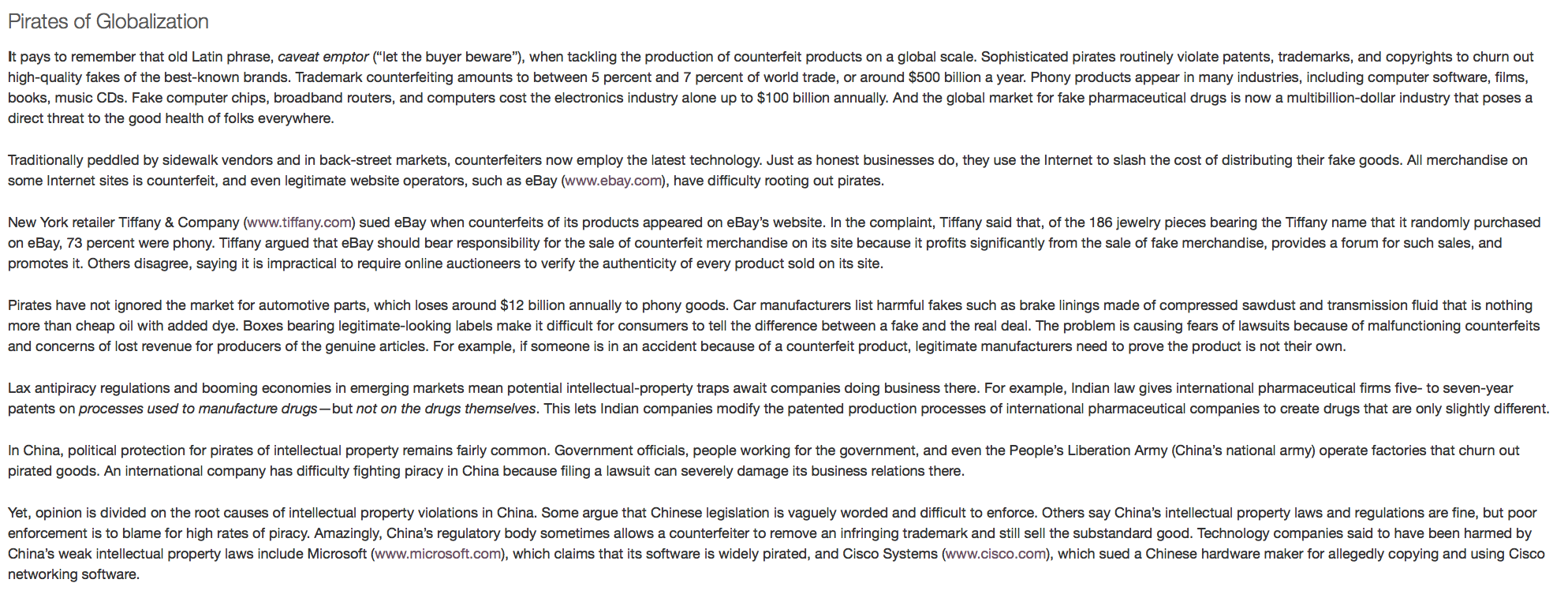 write a short summary about case Pirates of