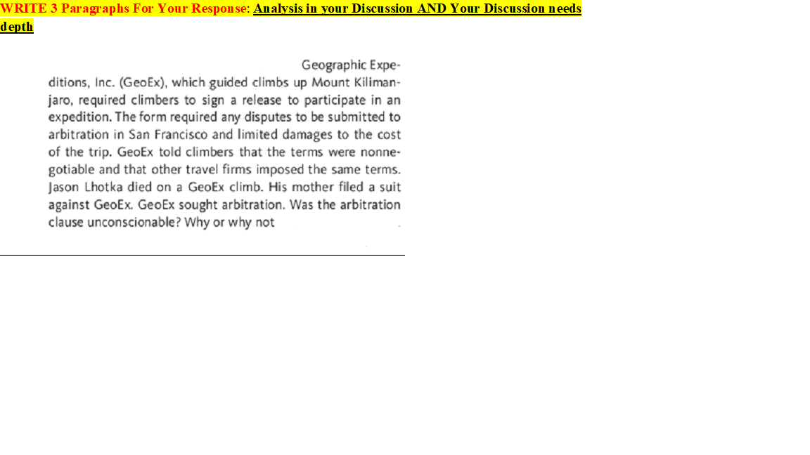 WRITE 3 Paragraphs For Your Response: Analysis in