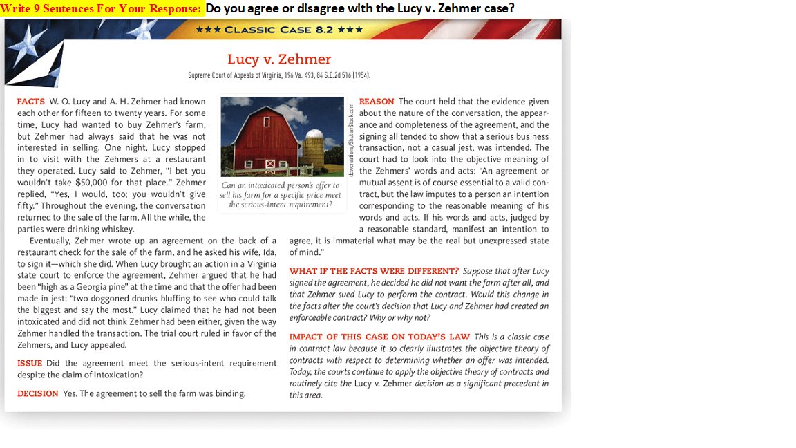 Write 9 Sentences For Your Response: Do you agree