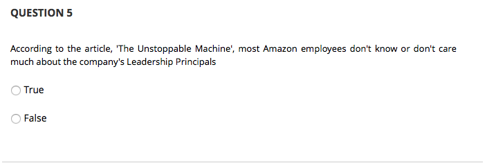 QUESTION 5 According to the article, 'The