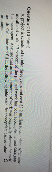 Question-7 (10 Point) A project is scheduled to